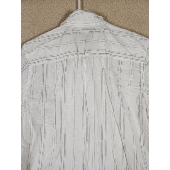 Kirra Shirt Womens Medium M Button Up Pockets Striped Collared Cotton White - Picture 10 of 13